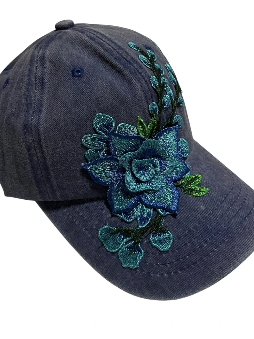 JAM Designs - Embroidered Floral Navy Baseball Cap